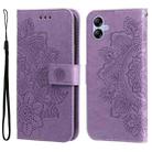 For Samsung Galaxy A04e 7-petal Flowers Embossing Leather Phone Case(Light Purple) - 1