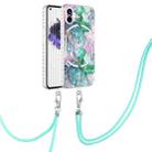 For Nothing Phone 1 2.0mm Airbag Shockproof IMD TPU Phone Case with Lanyard(Ink Green Marble) - 1