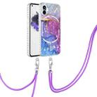 For Nothing Phone 1 2.0mm Airbag Shockproof IMD TPU Phone Case with Lanyard(Blue Purple Marble) - 1