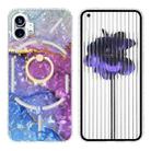 For Nothing Phone 1 2.0mm Airbag Shockproof IMD TPU Phone Case with Ring(Blue Purple Marble) - 1