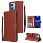 For Xiaomi Redmi Note 12 China Multifunctional 3 Card Slots Leather Phone Case(Brown) - 1