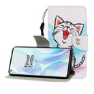 For One Plus 8 Colored Drawing Horizontal Flip Leather Case with Holder & Card Slot & Wallet(Red Mouth Cat) - 1