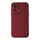 For Xiaomi 13 Accurate Hole Carbon Fiber Texture PU Phone Case(Red) - 1