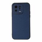 For Xiaomi 13 Accurate Hole Carbon Fiber Texture PU Phone Case(Blue) - 1