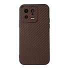 For Xiaomi 13 Accurate Hole Carbon Fiber Texture PU Phone Case(Brown) - 1