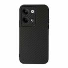 For OPPO Reno9 / Reno9 Pro Accurate Hole Carbon Fiber Texture PU Phone Case(Black) - 1