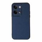 For OPPO Reno9 / Reno9 Pro Accurate Hole Carbon Fiber Texture PU Phone Case(Blue) - 1