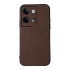 For OPPO Reno9 / Reno9 Pro Accurate Hole Carbon Fiber Texture PU Phone Case(Brown) - 1