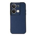 For OPPO Reno9 Pro+ Accurate Hole Carbon Fiber Texture PU Phone Case(Blue) - 1