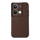 For OPPO Reno9 Pro+ Accurate Hole Carbon Fiber Texture PU Phone Case(Brown) - 1