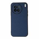 For vivo X90 Accurate Hole Carbon Fiber Texture PU Phone Case(Blue) - 1