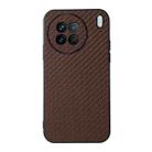 For vivo X90 Accurate Hole Carbon Fiber Texture PU Phone Case(Brown) - 1