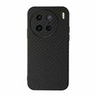 For vivo X90 Pro Accurate Hole Carbon Fiber Texture PU Phone Case(Black) - 1