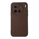 For vivo X90 Pro Accurate Hole Carbon Fiber Texture PU Phone Case(Brown) - 1