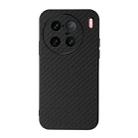 For vivo X90 Pro+ Accurate Hole Carbon Fiber Texture PU Phone Case(Black) - 1