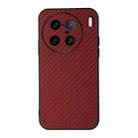 For vivo X90 Pro+ Accurate Hole Carbon Fiber Texture PU Phone Case(Red) - 1