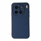 For vivo X90 Pro+ Accurate Hole Carbon Fiber Texture PU Phone Case(Blue) - 1