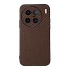 For vivo X90 Pro+ Accurate Hole Carbon Fiber Texture PU Phone Case(Brown) - 1