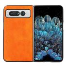 For Google Pixel Fold Two-color Litchi Texture PU Phone Case(Orange) - 1