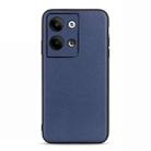 For OPPO Reno9 / Reno9 Pro Accurate Hole Lambskin Texture Genuine Leather Phone Case(Blue) - 1