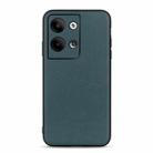 For OPPO Reno9 / Reno9 Pro Accurate Hole Lambskin Texture Genuine Leather Phone Case(Green) - 1