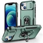 For iPhone 14 Plus Pioneer Armor Sliding Camshield Phone Case(Green) - 1