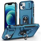 For iPhone 14 Plus Pioneer Armor Sliding Camshield Phone Case(Blue) - 1