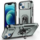 For iPhone 14 Plus Pioneer Armor Sliding Camshield Phone Case(Space Grey) - 1