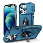 For iPhone 14 Pro Pioneer Armor Sliding Camshield Phone Case(Blue) - 1