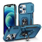 For iPhone 14 Pro Max Pioneer Armor Sliding Camshield Phone Case(Blue) - 1