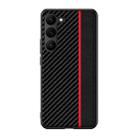 For Samsung Galaxy S23 5G Ultra-thin Carbon Fiber Texture Splicing Phone Case(Red) - 1