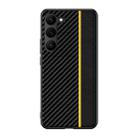 For Samsung Galaxy S23 5G Ultra-thin Carbon Fiber Texture Splicing Phone Case(Yellow) - 1