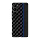 For Samsung Galaxy S23 5G Ultra-thin Carbon Fiber Texture Splicing Phone Case(Blue) - 1