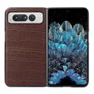 For Google Pixel Fold Crocodile Texture Genuine Leather Phone Case(Brown) - 1