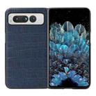 For Google Pixel Fold Crocodile Texture Genuine Leather Phone Case(Blue) - 1