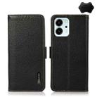 For Honor 80 SE KHAZNEH Side-Magnetic Litchi Genuine Leather RFID Phone Case(Black) - 1