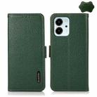 For Honor 80 SE KHAZNEH Side-Magnetic Litchi Genuine Leather RFID Phone Case(Green) - 1