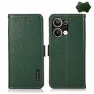 For OPPO Reno9 Pro+ KHAZNEH Side-Magnetic Litchi Genuine Leather RFID Phone Case(Green) - 1