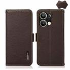 For OPPO Reno9 Pro+ KHAZNEH Side-Magnetic Litchi Genuine Leather RFID Phone Case(Brown) - 1