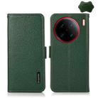 For vivo X90 Pro+ KHAZNEH Side-Magnetic Litchi Genuine Leather RFID Phone Case(Green) - 1