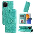 For Huawei nova Y61 Embossed Sunflower Leather Phone Case(Green) - 1