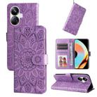 For Realme 10 Pro+ 5G Embossed Sunflower Leather Phone Case(Purple) - 1
