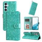 For Samsung Galaxy A34 5G Embossed Sunflower Leather Phone Case(Green) - 1