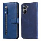 For Realme 10 Pro 5G Calf Texture Zipper Leather Phone Case(Blue) - 1