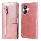For Realme 10 Pro+ 5G Calf Texture Zipper Leather Phone Case(Rose Gold) - 1