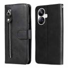 For Realme 10 Pro+ 5G Calf Texture Zipper Leather Phone Case(Black) - 1