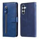 For Samsung Galaxy A34 5G Calf Texture Zipper Leather Phone Case(Blue) - 1