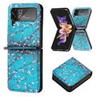 For Samsung Galaxy Z Flip4 Colored Drawing Invisible Magnetic Leather Phone Case(Plum Blossom) - 1