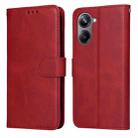 For Realme 10 4G Global Classic Calf Texture Flip Leather Phone Case(Red) - 1