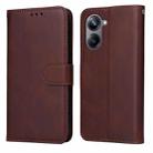 For Realme 10 Pro 5G Classic Calf Texture Flip Leather Phone Case(Brown) - 1